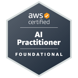 AWS Certified AI Practitionerの認定バッジ．Credlyで検証